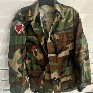 Camouflage Military Jacket with Patches